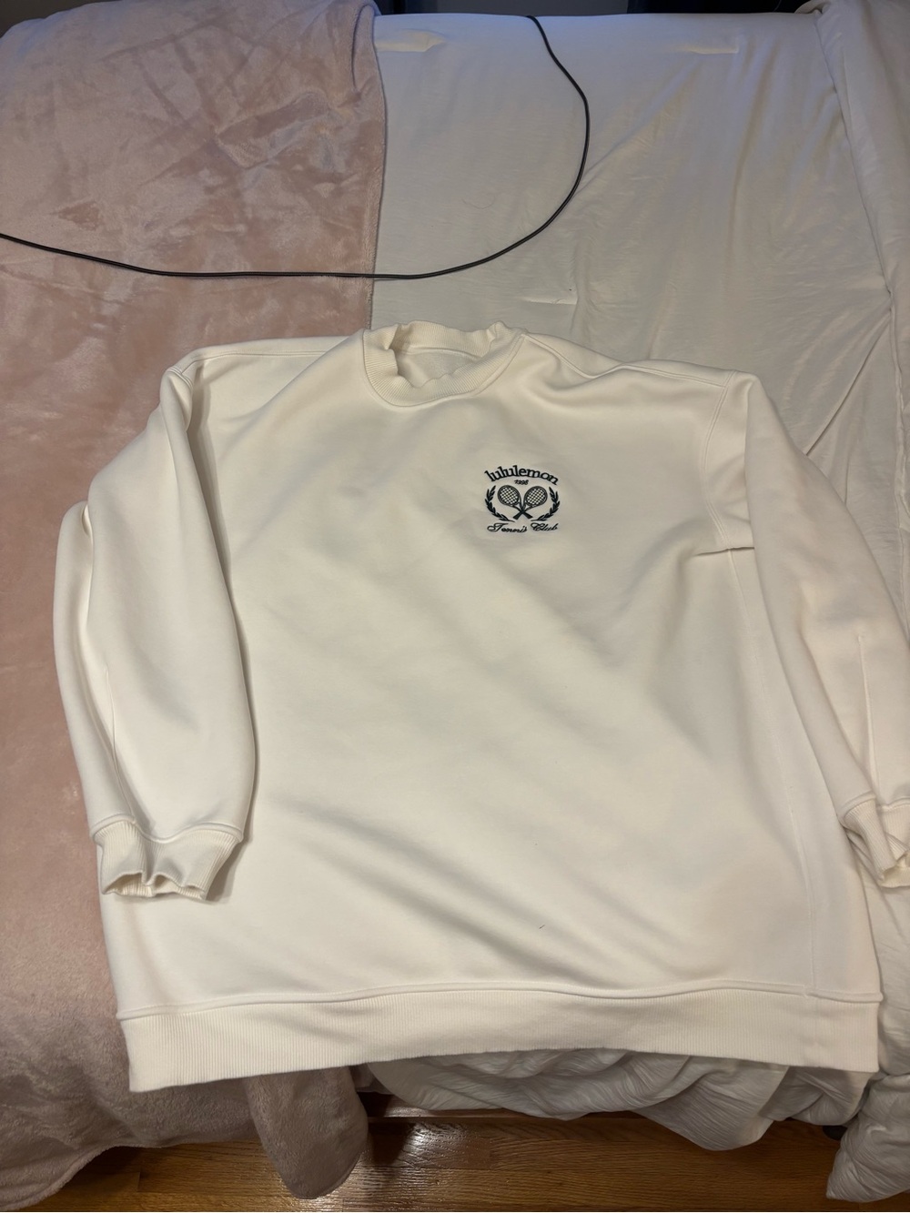 lululemon athletica Cream Crewneck with Small Black Crest